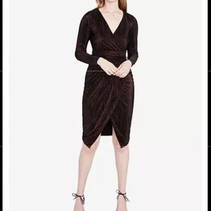 Metallic faux-wrap dress